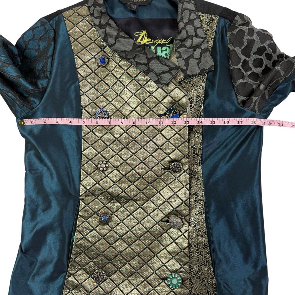 Desigual Multicolored Mixed Fabric Jacket Women Size L EU44 Metallic Art to Wear - Picture 10 of 12